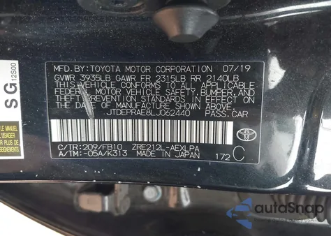 2020 Toyota Corolla Le from USA, damaged, VIN JTDEPRAE8LJ062440